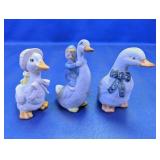 (3) Glass Duck Figurines