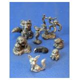 Set of 8 Pewter Miniature Animal Figurines