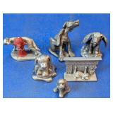 Miniature Pewter Dog Scene Figurine Lot