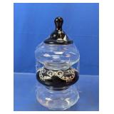 Vintage 3-Tier Black & Clear Glass Apothecary