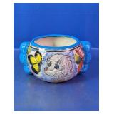 Hand-Painted Ceramic Puppy & Butterfly Planter