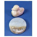 (2)Natural Crystal Duck & Cabochon Duo
