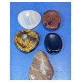 (5)Assorted Natural Crystal Thumb Stones Lot