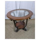 (1) Round Glass Top Accent Table