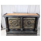 Rustic Black & Gold Ornate Wooden Console Bar