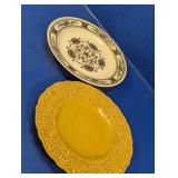 Mixed Oval Serving Plates Yellow and White