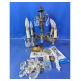 (1) Vintage-Style Brass Chandelier Set