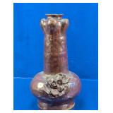 Vintage Ceramic Art Vase with Sculpted Floral