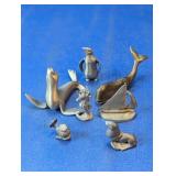 Set of 7 Miniature Pewter Nautical Figurines