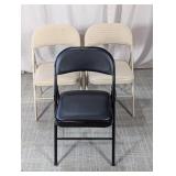 (3) Padded Folding Chairs (Black & Tan)
