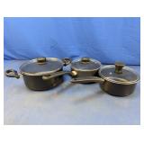 (3)T-fal Non-Stick Saucepans & Pot Cookware Set