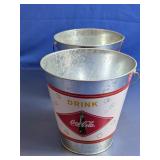 (2)Coca-Cola Galvanized Metal Ice Buckets Duo