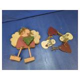 Handcrafted Wooden Angel and Snowman Garland