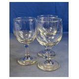 (3)Stemmed Glass Water Wine Goblet Trio