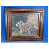 Framed Raccoon Wildlife Wall Art