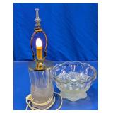 Frosted Glass Lamp & Bowl Set