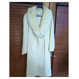 Vintage Andrea Cream Wool Coat w/Fur Collar
