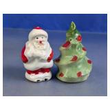 (2)Vintage Santa & Christmas Tree Shakers Duo