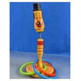 Wooden Bobble Head Clown Ring Toss Game