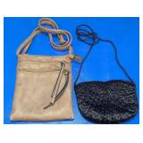 Beaded Evening Bag & Faux Leather Crossbody Set