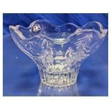 Vintage Scalloped Cut Glass Footed Bowl
