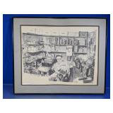 Framed Accordion Workshop Drawing Print