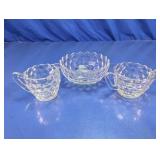 Vintage Diamond Point Glass Creamer and Bowl Set