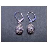 Silver-Tone Rhinestone Egg Dangle Earrings