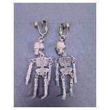 Articulated Skeleton Clip-On Dangle Earrings