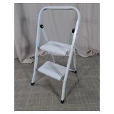 White 2-Step Metal Folding Step Ladder