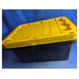 (2) Heavy-Duty Black Storage Tote w/ Yellow Lid