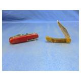 (2)Vintage Multi-Tool & Brass Folding Knife Duo