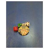 (5)Las Vegas $50 Poker Chip & Assorted Dice Lot