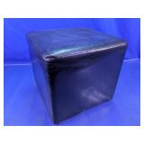 Black Faux Leather Cube Ottoman Footstool