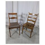 (2)Assorted Wooden Dining Chairs Duo