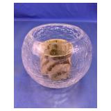 Glass Crackle Bowl & Votive Holder