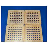 Wood Slatted Square Trivets Hot Plate Mats