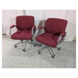 Burgundy Rolling Office Chairs