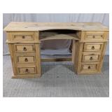 Large Rustic Multi-Drawer Pedestal Desk