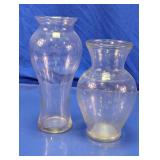 (2) Clear Glass Decorative Vases