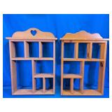 (2) Wooden Heart Shadow Box Wall Shelves