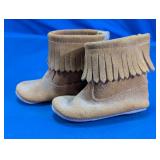 Tan Fringe Baby Boots Pair