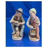 Porcelain Figurines Man Woman Garden Scene