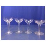 (4)Elegant Clear Glass Coupe Glasses Lot