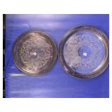 Ornate Silver-Tone Decorative Serving Tray Duo