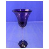 Elegant Cobalt Blue Goblet w/ Twisted Stem