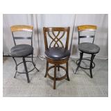 (3)Assorted Swivel Bar Stools Trio