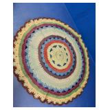 Crocheted Round Multicolor Doily Rug