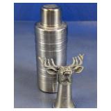 Metal Flask & Deer Head Shot Cup
