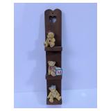 Vintage Wooden Bear Figurine Wall Shelf